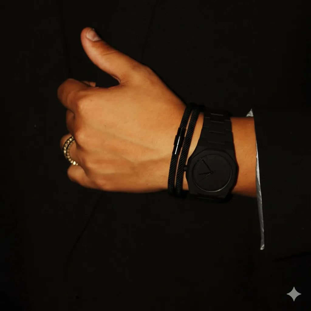 Minimalist Black Rope Bracelet Wave | Vernault